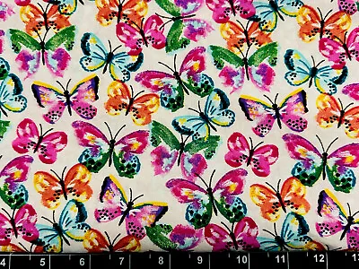 Tina Scrap 9 X21  Butterfly Monarch Pink Pastel Easter Spring Aqua Cotton FABRIC • $2.99