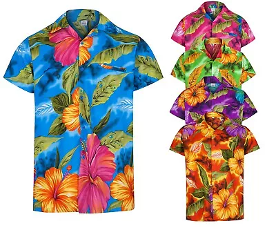 Mens Hibiscus Floral Shirt Hawaiian Shirt Party Holiday Surf Beach Fancy Dress  • £5.99