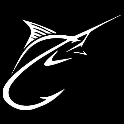 Marlin Fish Hook White Vinyl Graphic Decal Car Window Laptop Notebook • $4.24