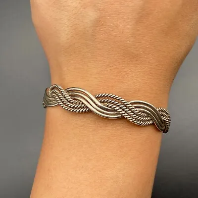 Vintage Mexico Twisted Sterling Silver Cuff Bracelet 6-3/8  • $75