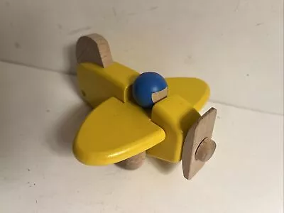 Bajo Propeller Airplane Rolling Wooden Yellow Toy Baby Toddler Montessori • $19.99