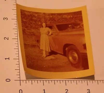 $4.99 • Buy Vintage Photo Of A Woman Leaning On An Old Car 1948 Sepia BI1