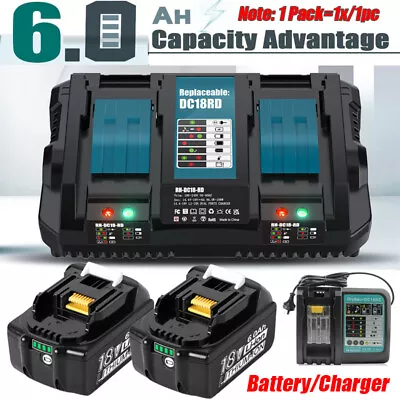 BL1860 For Makita 18V 6.0Ah Lithium Ion LXT BL1830 BL1850 Battery / Dual Charger • $60.99