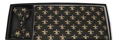 Mardi Gras Gold Pindot Fleur De Lis Tuxedo Cummerbund And Bowtie • $85.50