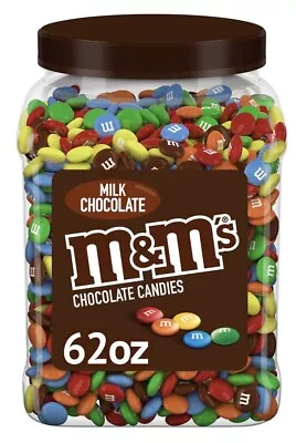 M&Ms Plain Milk Chocolate Candy Pantry Size 62oz Jar M&M's Tub Over 3.8 LB • $25.95