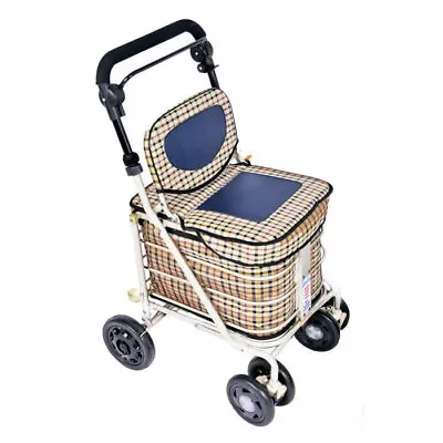 Shopping Trolley With Seat And Backrest -  LIGHT TARTAN (FULLY ASSEMBLED) • £159.99