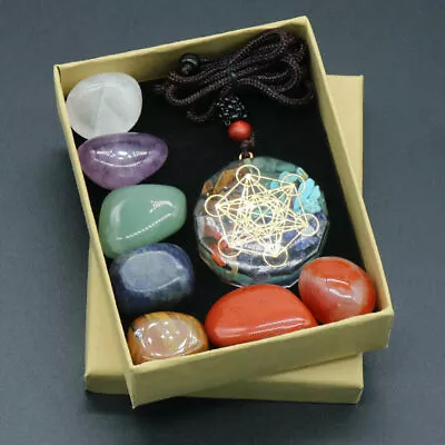 Natural Chakra Crystal 7 Stone Orgone Orgonite Necklace Reiki Yoga Healing Gift • $14.95