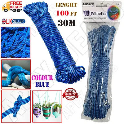 £5.45 • Buy 🔥30m Washing Line Clothes Line Laundry Core Plastic Coated Rope Outdoor 100ft🔥