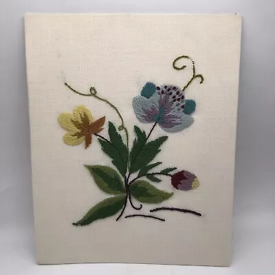 Vintage Floral Needlepoint Handmade Flower Picture 8”x10” • $5