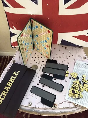Magnetic Travel Pocket Scrabble Game & Instructions + Pouch Incomplete • £3