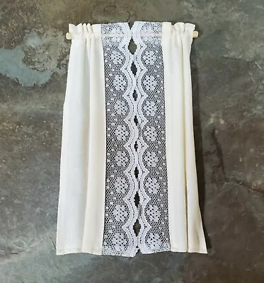 Dollhouse Curtains Fabric & Lace Cream & White Long 1:12 Scale Miniatures • $14.75