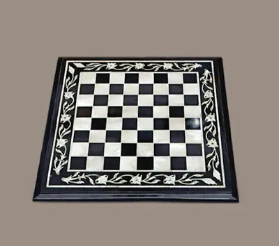 15  Black Marble Chess Table Top Malachite Inlay Handicraft Home Decor Mop Work • $280