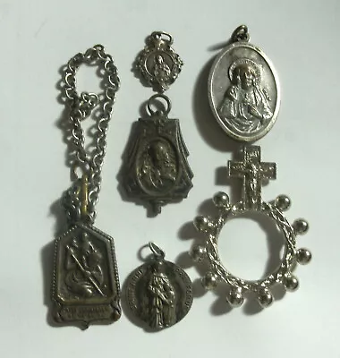 ††Vintage/ Antique Catholic 5 Holy MEDALS And Pocket Rosary Ring ~Religious • $12