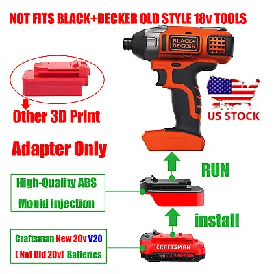 1x Adapter Uses Craftsman V20 Li-Ion Batteries To Black + Decker 20v MAX Tools • $14.59