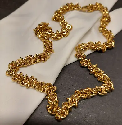 Monet Signed Gold Tone Necklace Chunky Heavy Chain 17” Vintage • $27.50