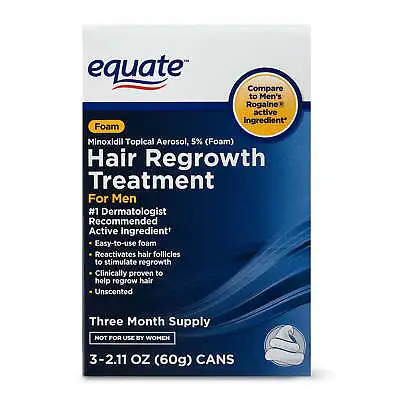 Equate Hair Regrowth Treatment Minoxidil Topical Aerosol 5 % Foam 3-Month Supply • $31