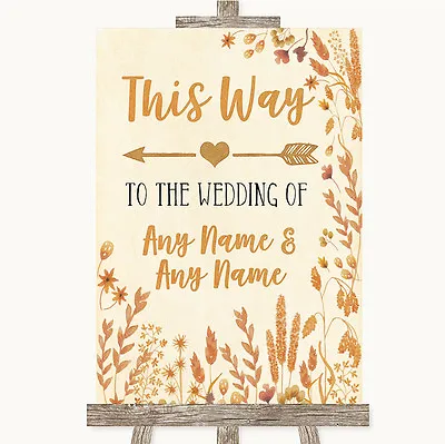£12.95 • Buy Autumn Leaves This Way Arrow Left Personalised Wedding Sign