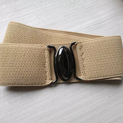 Lady Elastic Wide Waist Belt Buckle Cincer Waistband For Coat Dress Decor Casual • £12.13