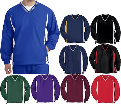 Wind Shirt Jacket Mens V Neck Lined Sport Tek Pockets XS-4X Golf Baseball • $22.99