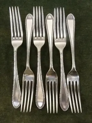 6 Vintage Daniel & Arter Dinner Table Forks Ribbon  Bow Pattern Silver Plated #1 • £18.99