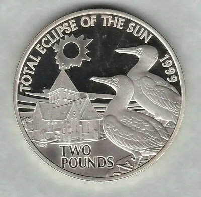 Boxed 1999 Alderney Silver Proof Total Solar Eclipse £2 With Certificate • $40.07