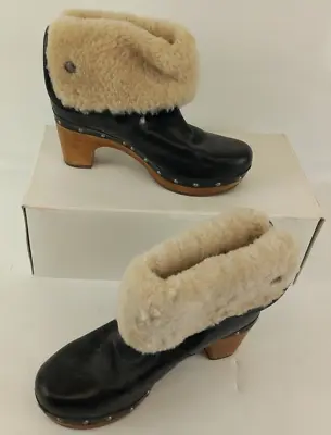 UGG Australia Clog Black Wooden Sole Boots Ladies UK Size 3.5 Unboxed • £30