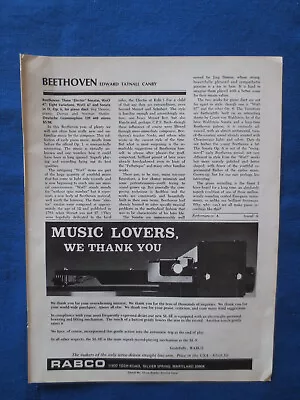 Rabco SL-8E Tonearm  Music Lovers We Thank You Magazine Ad Audio Mag August 1970 • $18.72