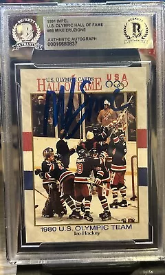 1991 U.S. Olympic Hall Of Fame Card #66 1980 U.S. Hockey Team Mike Eruzione BAS • $25