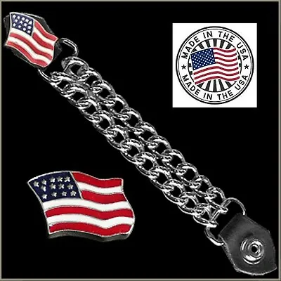 USA FLAG VEST EXTENDER USA MADE Harley Motorcycle Chaps Leathers • $12.79