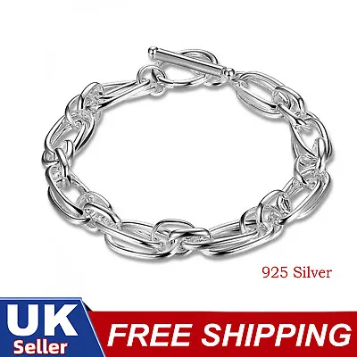 Solid 925 Sterling Silver Double Chain Bangle Bracelets Women's Jewelry UK • £5.95