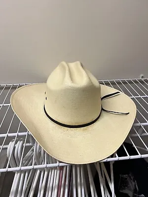 Vintage Eddy Bros Cowboy Hat Straw Size 7 3/8 Worn • $15