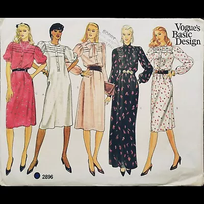 Vintage Vogue Basic Design Pullover Dress Pattern #2896 Size 16-18 UNCUT • $8.99