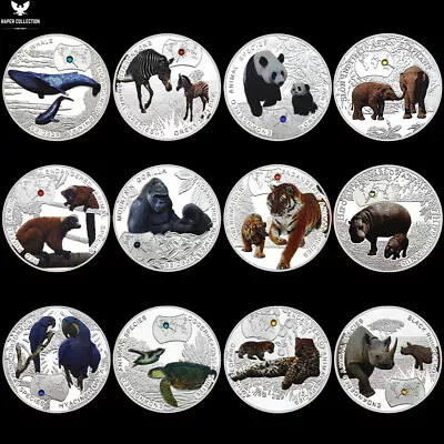12pcs Animal Silver Coin Set  2014 Years Zambia 1000 Kwacha Art Worth Collection • $29.22