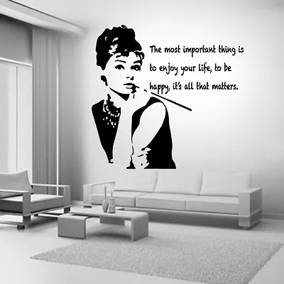 Audrey Hepburn Quote Celebrity Vinyl Wall Stickers Art Room Removable Decals DIY • £4.99