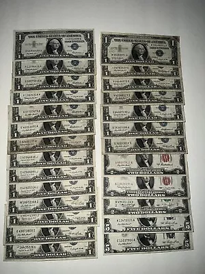 $57 FACE $1 $2 $5 Dollar Silver Certificates Federal Notes Mixed Condition Lot • $0.99