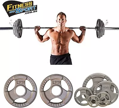 Olympic Cast Iron Hammertone Weight Plate Set Fitness Home Gym Strength Exercise • $98