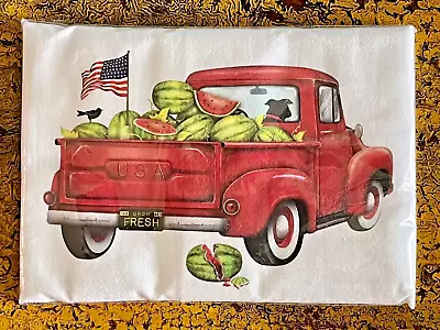 Mary Lake-Thompson RED TRUCK DOG WATERMELON Flour Sack Kitchen Towel 30 X30  • $12.59