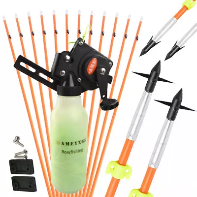 32in Fishing Arrows Bowfishing Reel Rope Pot Compound Recurve Hunting Bow Fish • $92.99