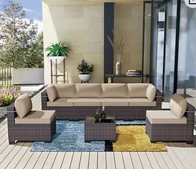 4 Pieces Patio Sofa Set PE Rattan Outdoor Furniture Sectional Conversation Sofas • $374.99