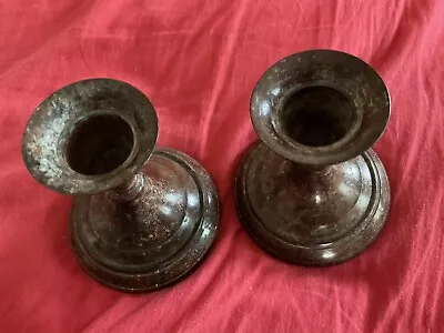  Unique Metal Pair Candlesticks Rust Colored Finish • $14