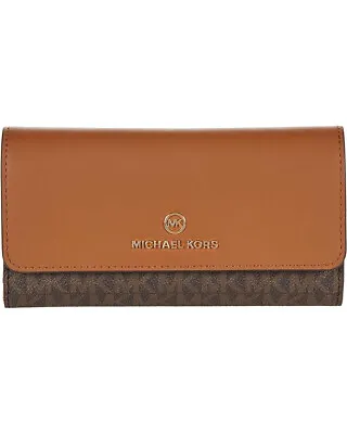 Michael Kors Brown/Acorn Logo Jet Set Charm Large Trifold Wallet (32F1GT9E3B) • $84.99