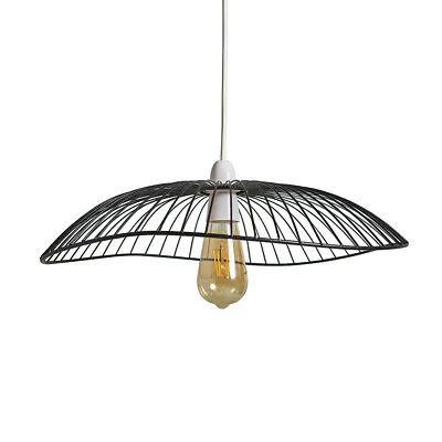 Ceiling Light Shade Industrial Black Metal Easy Fit Pendant Lampshade LED Bulb • £21.99