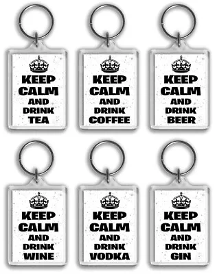 Keep Calm And Drink Keyring / Bag Tag - Tea Coffee Beer & More - Gift • £3.99