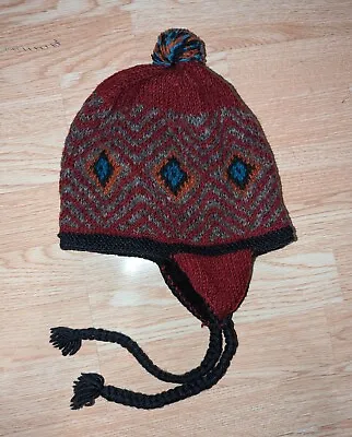 Rising Tide Unisex Multicolor 100% Wool Ear Flap Winter Hat Made In Nepal Beanie • $9.99