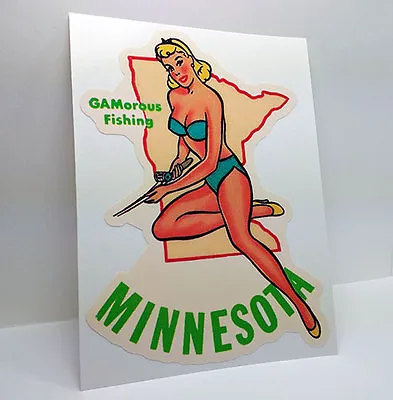 Minnesota Pinup Vintage Style Travel Decal Vinyl Sticker Luggage Label • $4.69