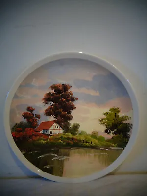 Cape Cod Mass Artist Ruth Waite Oil Painting Plate House On Water Scene Signed • $59.99