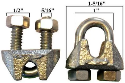 Cable Clamps 5/16   U-Bolts Galvanized Clamps Steel Cable Wire Clips U Bolt • $121.69