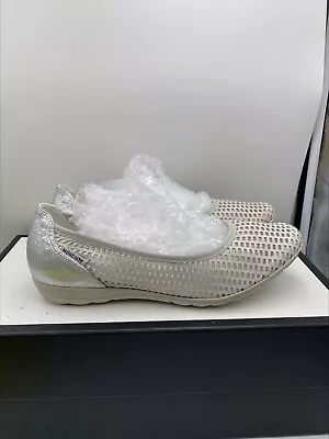 Mephisto Evelyne Air Relax Perforated Flats Shoes Metallic Slip On Womens Sz 8.5 • $39