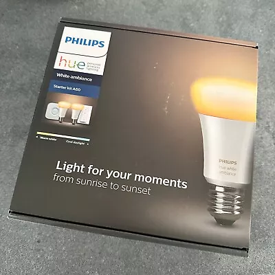 $79 • Buy Philips Hue Starter Kit E27 White Ambience Smart Lights Bridge Switch New In Box