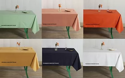 Solid Cotton Table Cloth Cover Rectangle Square Tablecloth Kitchen Dining Decor • $69.29